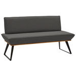 SITZBANK 180/87/64 cm Lederlook Schwarz, Eichefarben, Dunkelgrau Eiche massiv Metall  - Eichefarben/Dunkelgrau, Design, Holz/Textil (180/87/64cm) - Voleo