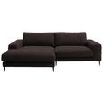 ECKSOFA  in Flachgewebe Mokka  177/253 cm  - Schwarz/Mokka, Design, Textil/Metall (177/253cm) - Dieter Knoll