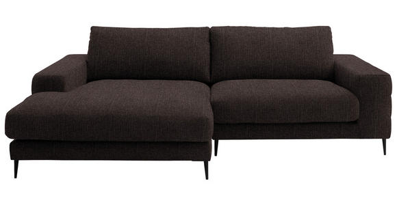 ECKSOFA  in Flachgewebe Mokka  177/253 cm  - Schwarz/Mokka, Design, Textil/Metall (177/253cm) - Dieter Knoll