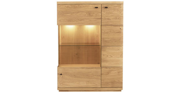 HIGHBOARD 99/141/38 cm  in Eichefarben  - Transparent/Eichefarben, Natur, Glas/Holz (99/141/38cm) - Linea Natura