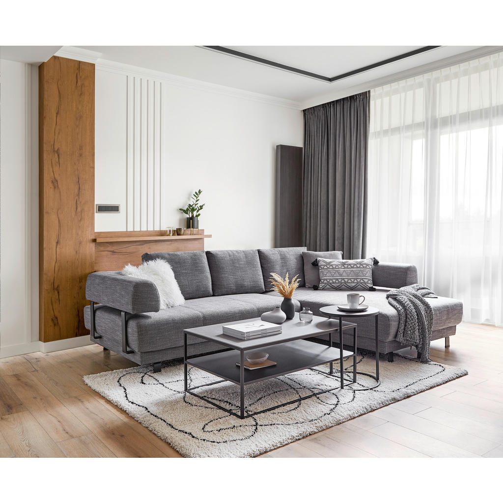 Thumbnail - Xxxl Ecksofa, Grau, Textil, 3-Sitzer, Füllung: Polyurethan (Pur), Ottomane rechts, L-Form, 279x202 cm, Goldenes M, Typen...
