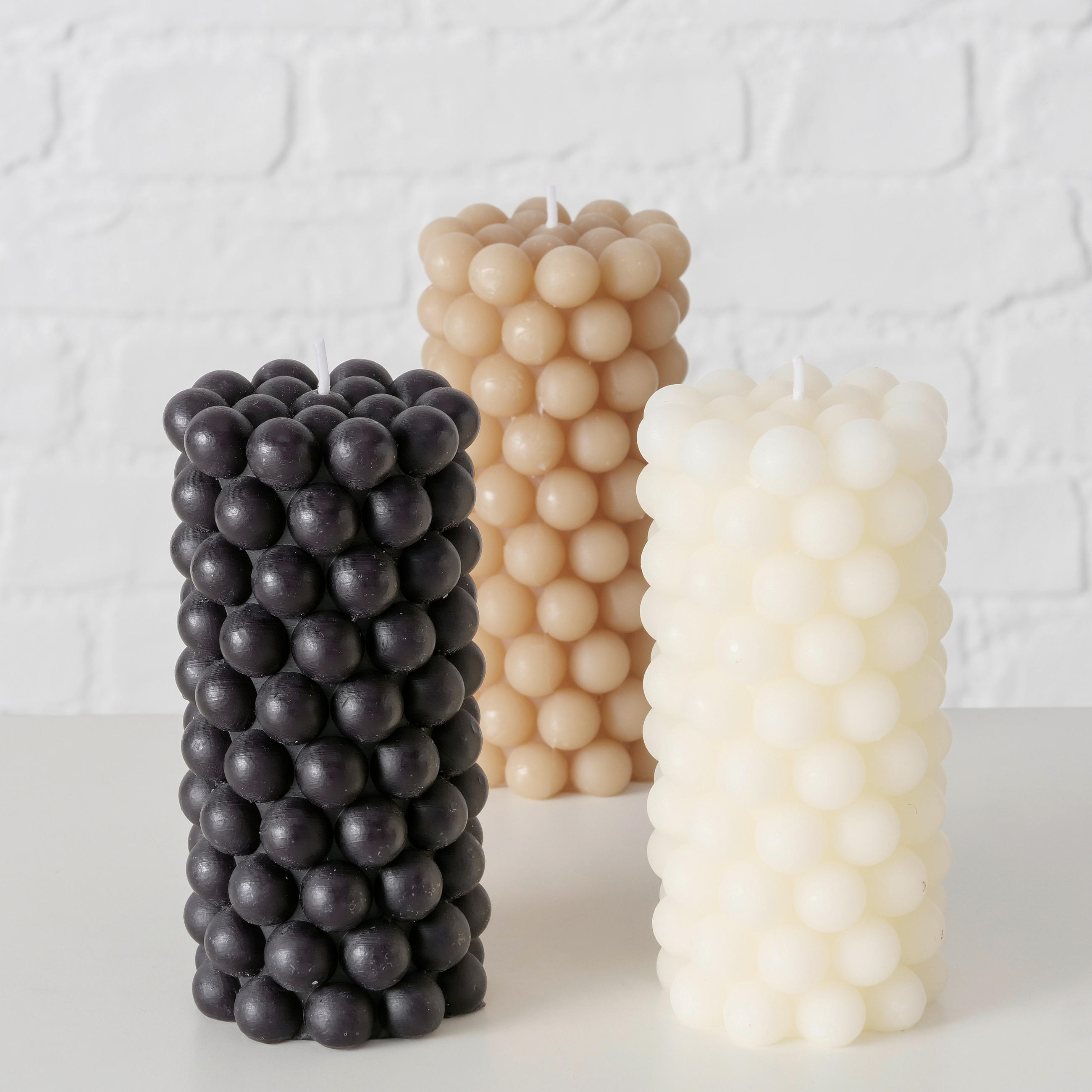 TÖMBGYERTYA 7/14 cm  - krémszínű/fekete, természetes anyagok (7/14cm)
