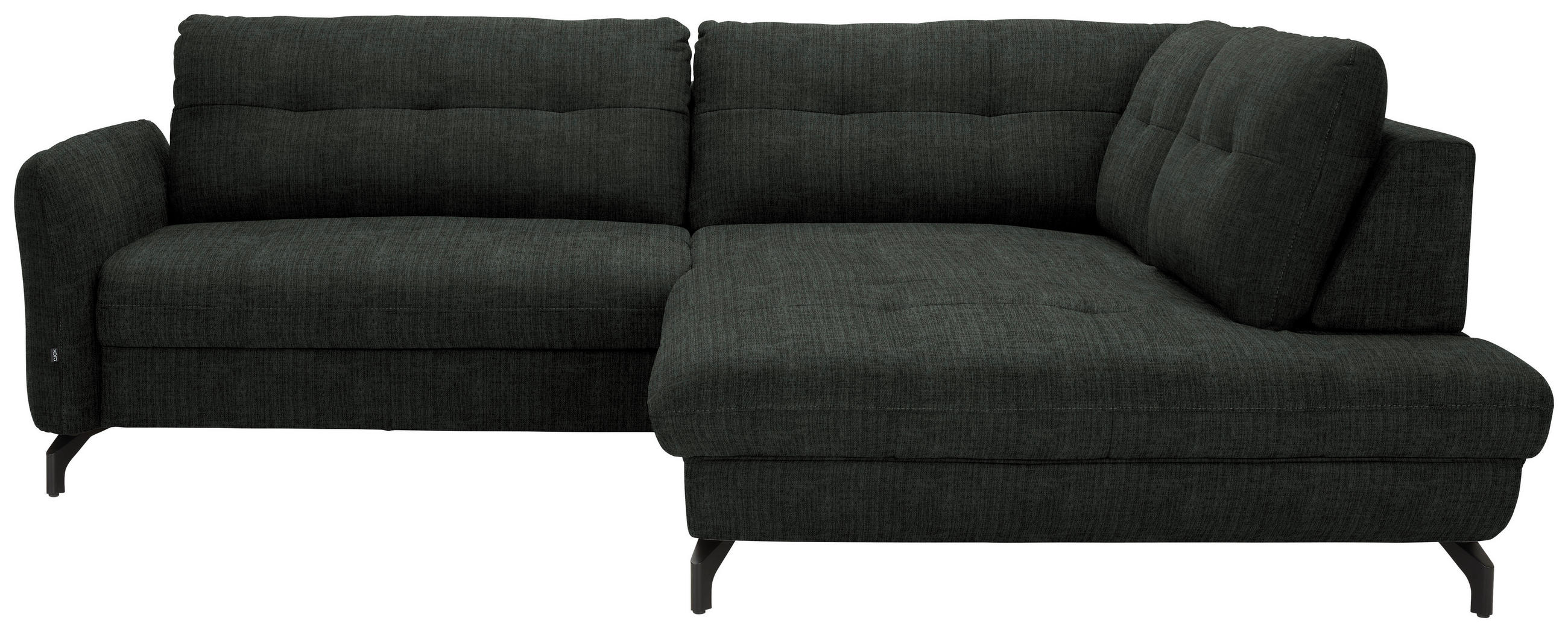 ECKSOFA in Flachgewebe, Leinenoptik Anthrazit 247/208 cm - Anthrazit/Schwarz, MODERN, Textil/Metall (247/208cm) - Xora