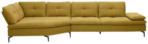 ECKSOFA in Flachgewebe Hellgrün  - Schwarz/Hellgrün, Design, Textil/Metall (157/344cm) - Chilliano