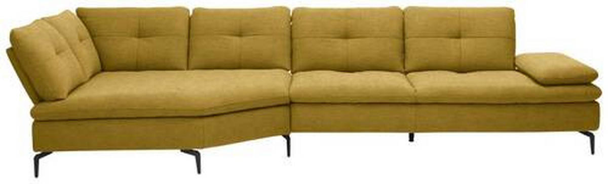 ECKSOFA in Flachgewebe Hellgrün  - Schwarz/Hellgrün, Design, Textil/Metall (157/344cm) - Chilliano