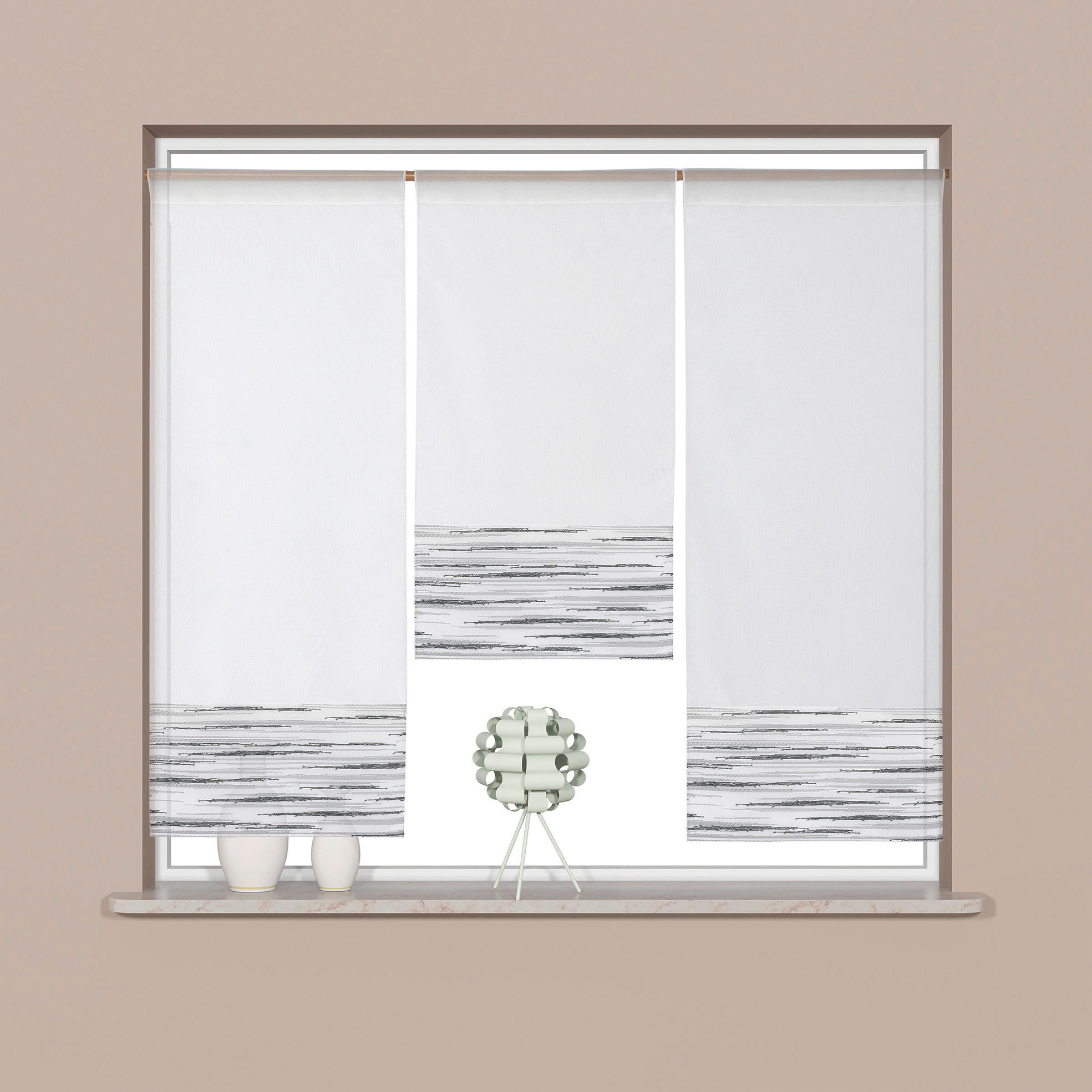 KURZGARDINENSET   90/80 cm   - Weiß/Grau, Basics, Textil (90/80cm)