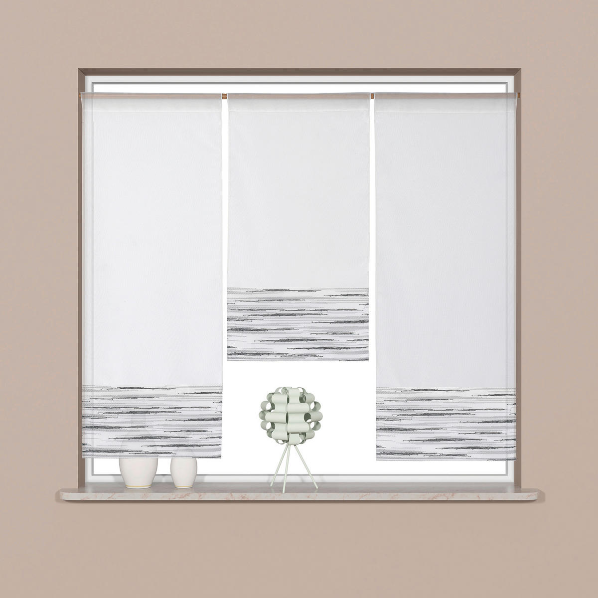 KURZGARDINENSET   90/80 cm   - Weiß/Grau, Basics, Textil (90/80cm)