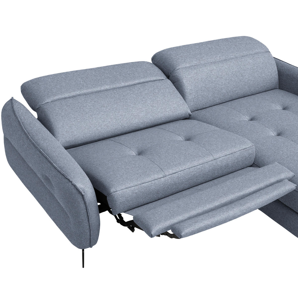 ECKSOFA Flachgewebe Hellblau  - Schwarz/Hellblau, Design, Textil/Metall (246/175cm) - Celina