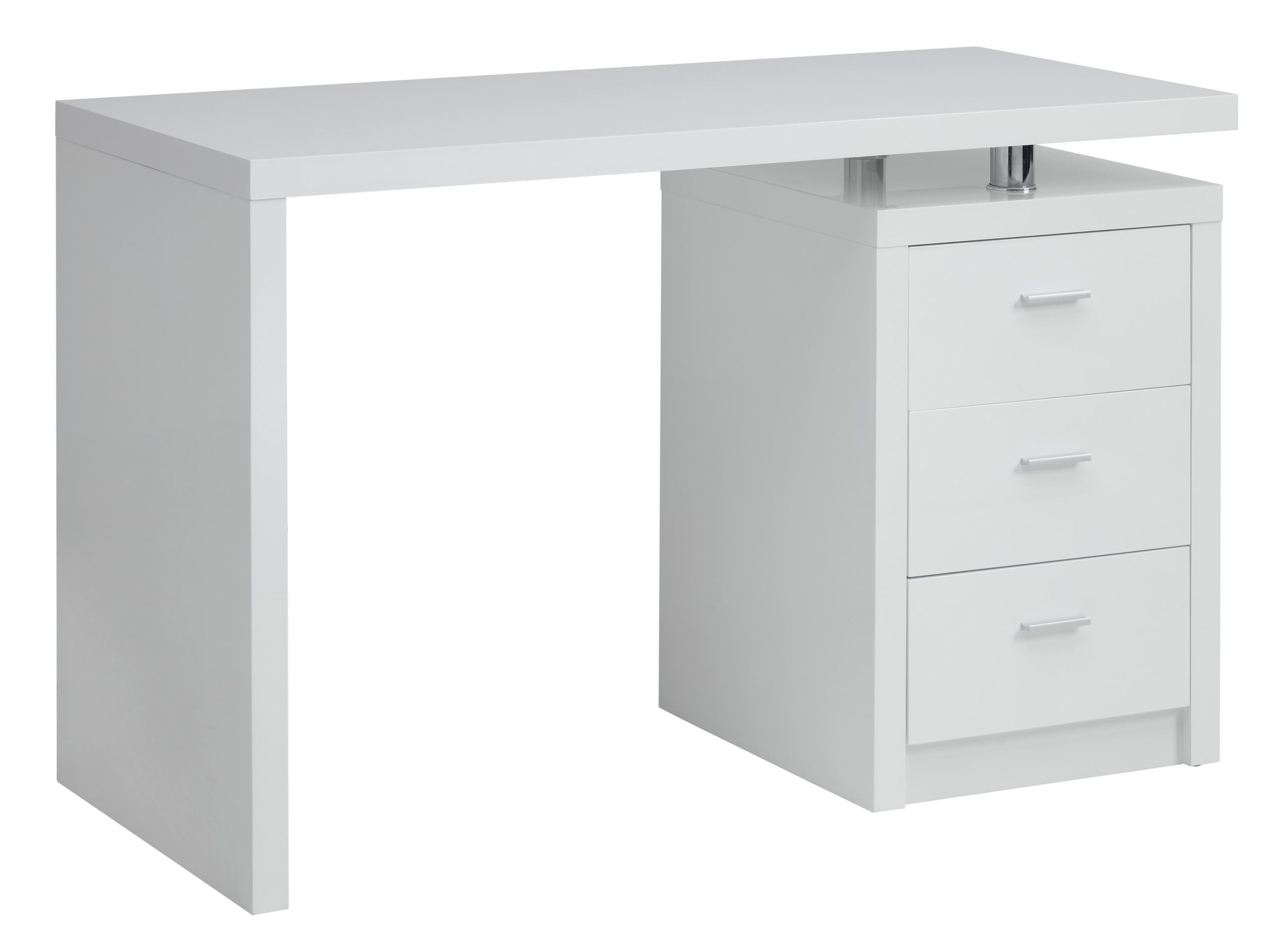 SCHREIBTISCH 120/55/75 cm Weiß Hochglanz Stauraum  - Chromfarben/Weiß Hochglanz, MODERN, Holzwerkstoff/Metall (120/55/75cm) - MID.YOU