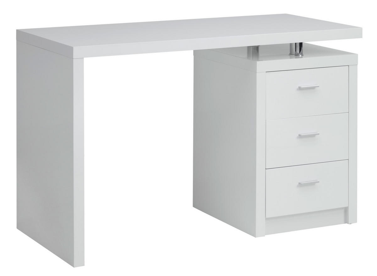 SCHREIBTISCH 120/55/75 cm Weiß Hochglanz Stauraum  - Chromfarben/Weiß Hochglanz, MODERN, Holzwerkstoff/Metall (120/55/75cm) - MID.YOU