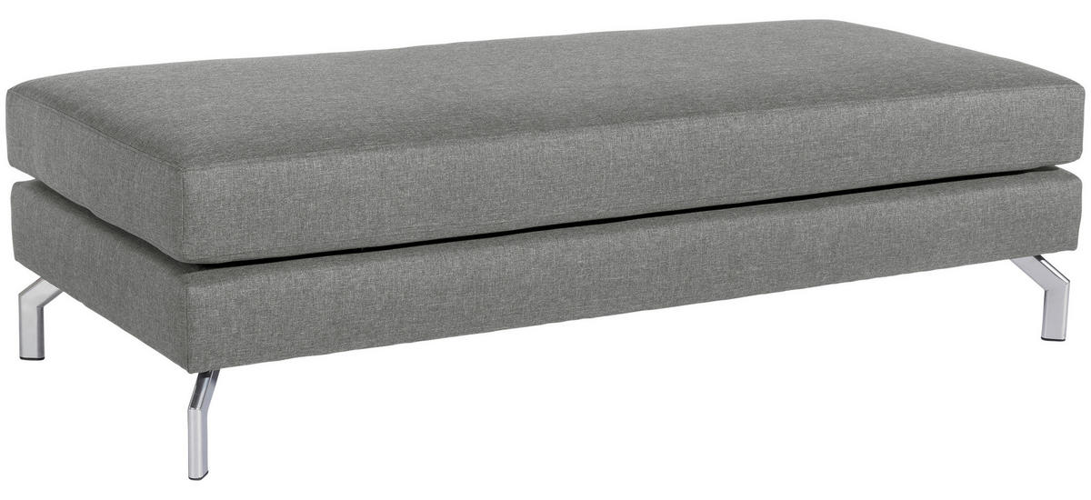HOCKER Flachgewebe Hellgrau  - Silberfarben/Hellgrau, Design, Textil/Metall (155/45/67cm) - Max Winzer
