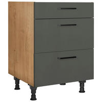 KOCHFELDUMBAUSCHRANK 60,0/87,0/56,0 cm  Grün, Eichefarben  - Eichefarben/Schwarz, Modern, Holzwerkstoff/Metall (60,0/87,0/56,0cm) - Nobilia