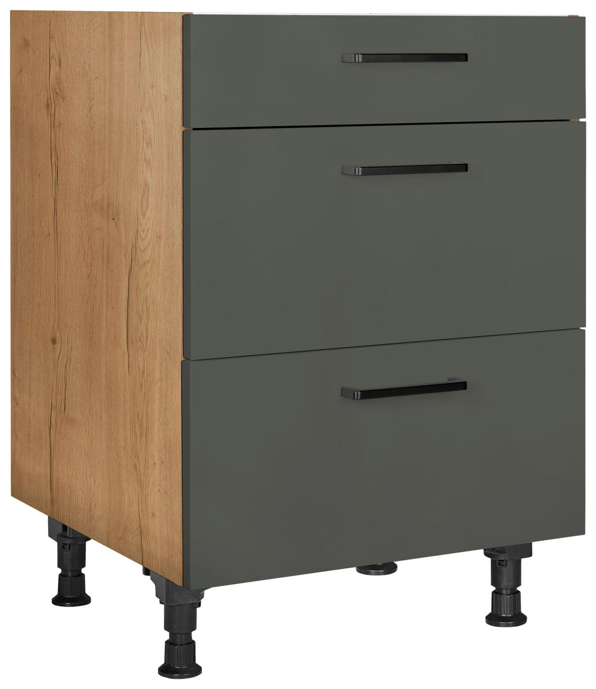 KOCHFELDUMBAUSCHRANK 60,0/87,0/56,0 cm  Grün, Eichefarben  - Eichefarben/Schwarz, Modern, Holzwerkstoff/Metall (60,0/87,0/56,0cm) - Nobilia