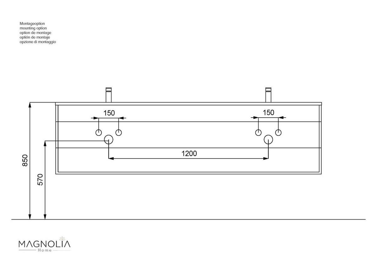 WASCHTISCHKOMBI 200 cm  - Weiß Hochglanz/Weiß, Basics, Holzwerkstoff/Stein (200cm) - MID.YOU