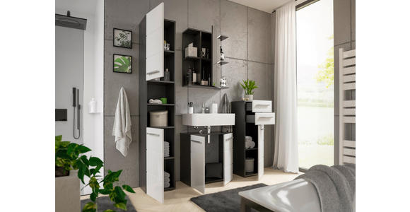 MIDISCHRANK 34/104/31 cm  - Chromfarben/Weiß Hochglanz, KONVENTIONELL, Holzwerkstoff/Kunststoff (34/104/31cm) - Xora