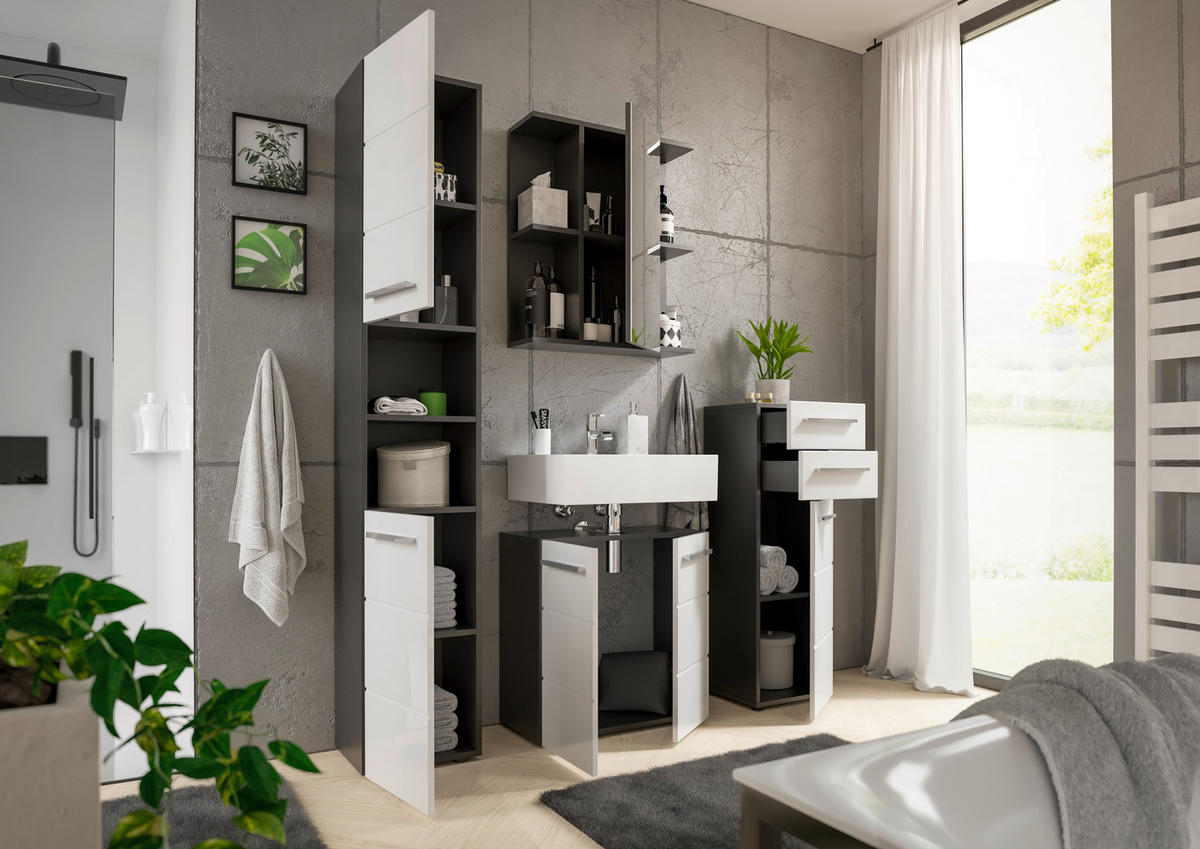 MIDISCHRANK 34/104/31 cm  - Chromfarben/Weiß Hochglanz, KONVENTIONELL, Holzwerkstoff/Kunststoff (34/104/31cm) - Xora