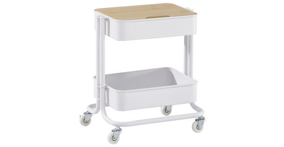 SERVIERWAGEN in Weiß, Eichefarben - Eichefarben/Weiß, Design, Holzwerkstoff/Kunststoff (43/49,5/35cm) - Carryhome