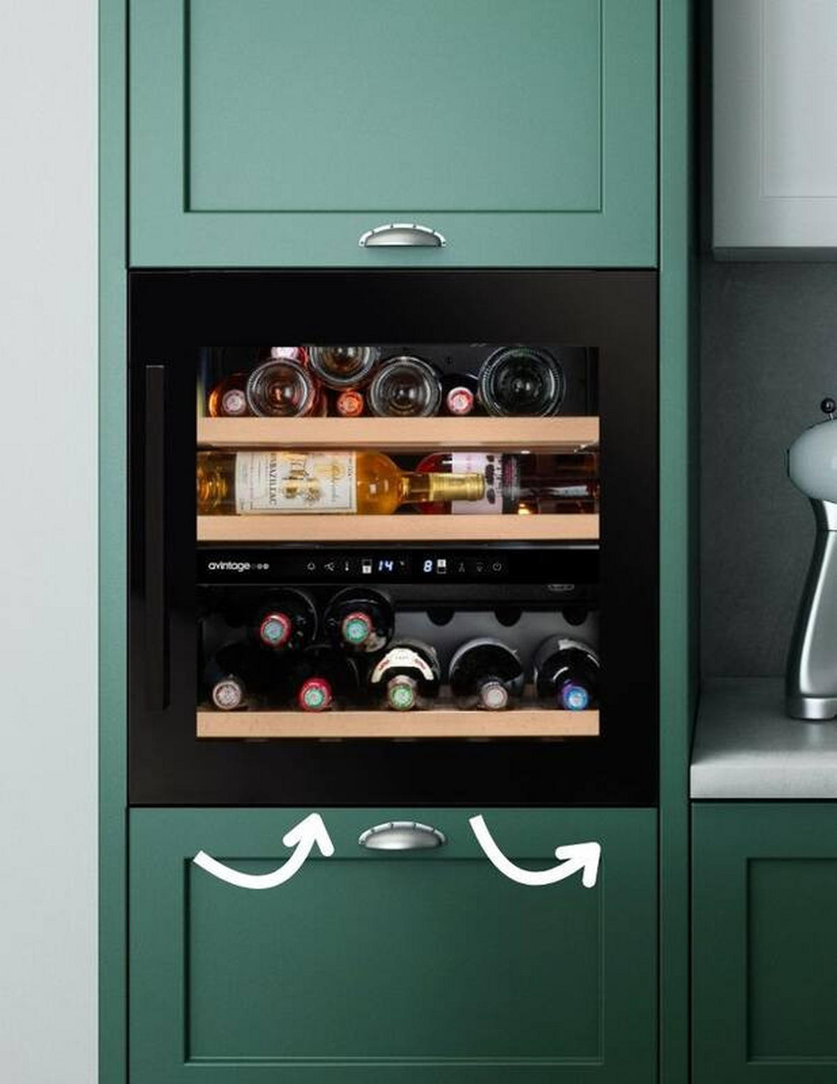 WEINKÜHLSCHRANK AVI60F2FV  - Schwarz, Basics, Glas/Holz (58,9/54,8/59,5cm)