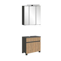 BADEZIMMER 2-teilig  in 60 cm  - Eiche Wotan/Graphitfarben, KONVENTIONELL, Glas/Holzwerkstoff (60cm) - Xora