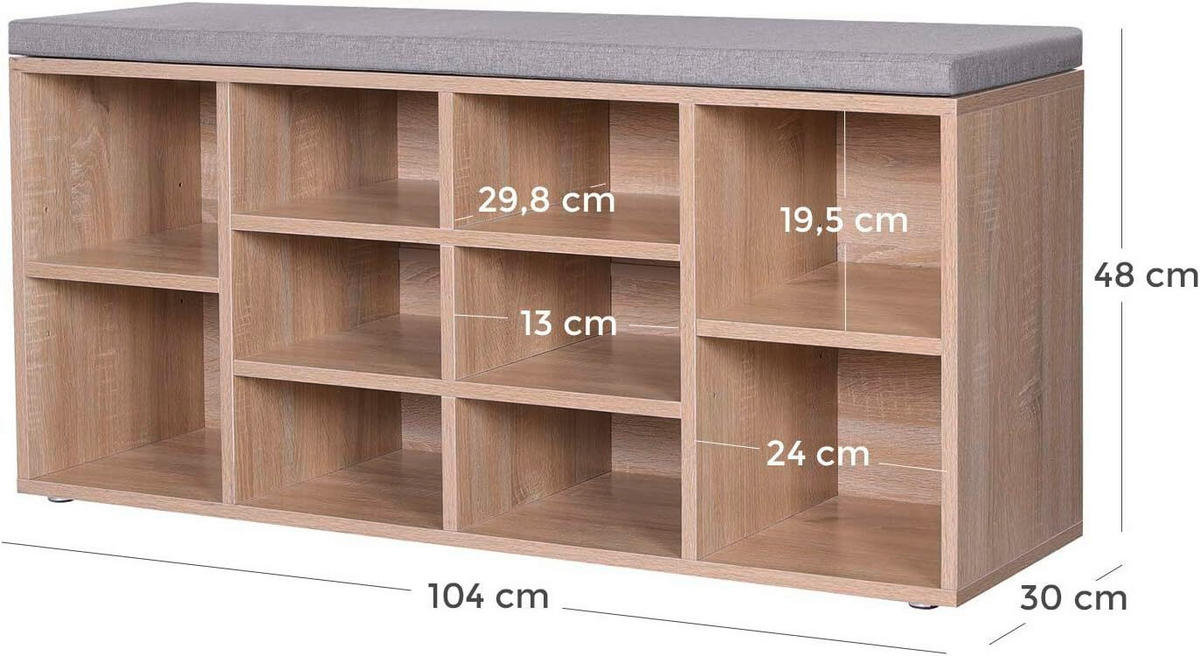 LAVICA DO PREDSIENE, 104/48/30 cm - sivá/farba duba, Trend, kompozitné drevo (104/48/30cm) - Boxxx