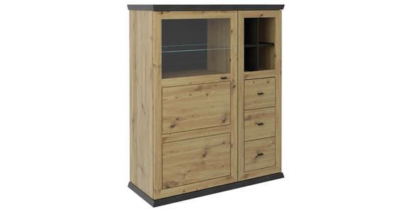 HIGHBOARD in 110/134,2/43 cm - Dunkelgrau/Schwarz, Basics, Glas/Holzwerkstoff (110/134,2/43cm) - Hom`in