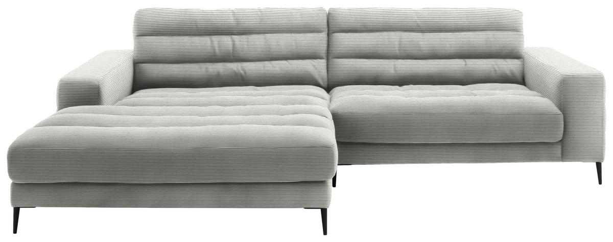 ECKSOFA in Cord Hellgrau  207/296 cm  - Hellgrau/Schwarz, Design, Textil/Metall (207/296cm) - Dieter Knoll