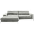 ECKSOFA Badia in Cord Hellgrau  207/296 cm  - Hellgrau/Schwarz, Design, Textil/Metall (207/296cm) - Dieter Knoll