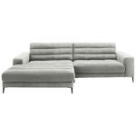 ECKSOFA Badia in Cord Hellgrau  207/296 cm  - Hellgrau/Schwarz, Design, Textil/Metall (207/296cm) - Dieter Knoll