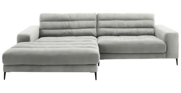 ECKSOFA Badia in Cord Hellgrau  207/296 cm  - Hellgrau/Schwarz, Design, Textil/Metall (207/296cm) - Dieter Knoll