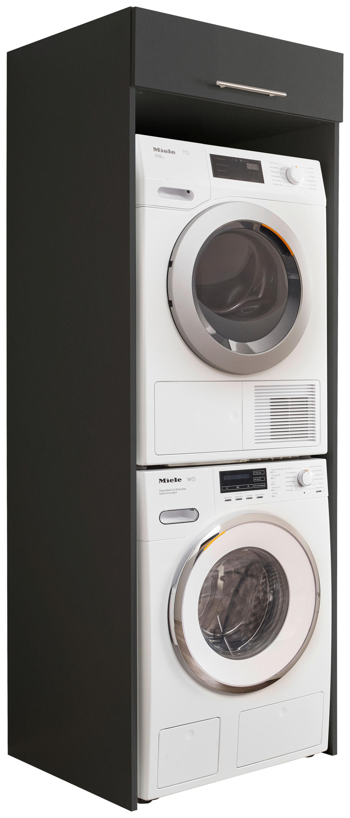 WASCHMASCHINENSCHRANK 67,5/200/67,5 cm  in Anthrazit  - Anthrazit/Silberfarben, Design, Holzwerkstoff/Metall (67,5/200/67,5cm)