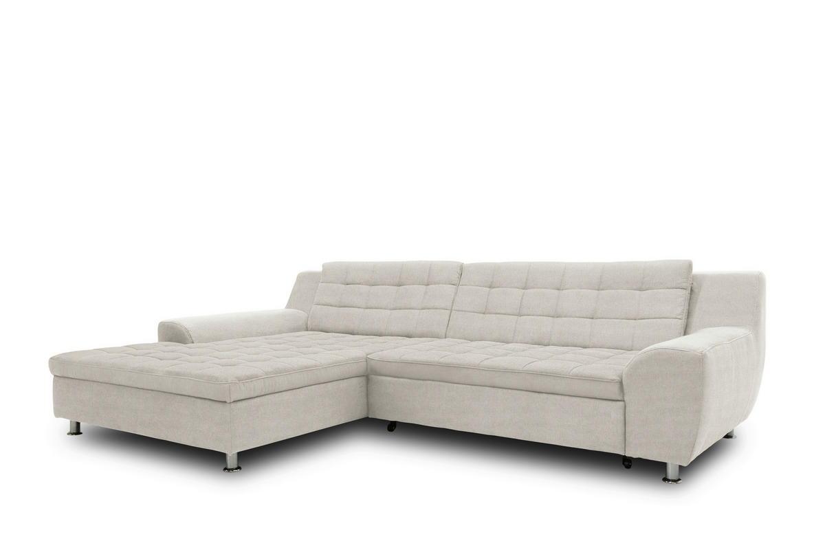 ECKSCHLAFSOFA MORTON Beige Mikrofaser  - Chromfarben/Beige, MODERN, Textil/Metall (304/200/84cm) - MID.YOU