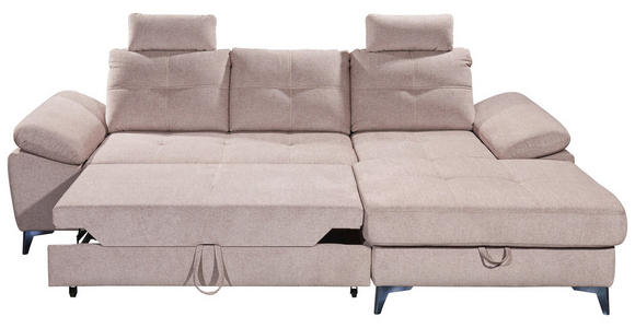 ECKSOFA Rosa Mikrovelours  - Chromfarben/Schwarz, KONVENTIONELL, Kunststoff/Textil (270/170cm) - Carryhome