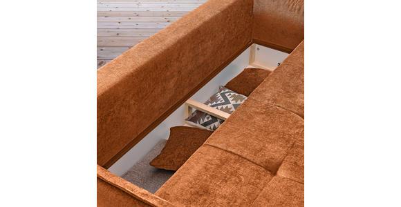 BOXSPRINGSOFA in Chenille Rostfarben  - Rostfarben/Schwarz, MODERN, Kunststoff/Textil (235/95/108cm) - Hom`in