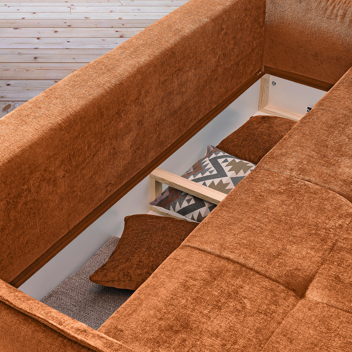 BOXSPRINGSOFA in Chenille Rostfarben  - Rostfarben/Schwarz, MODERN, Kunststoff/Textil (235/95/108cm) - Hom`in
