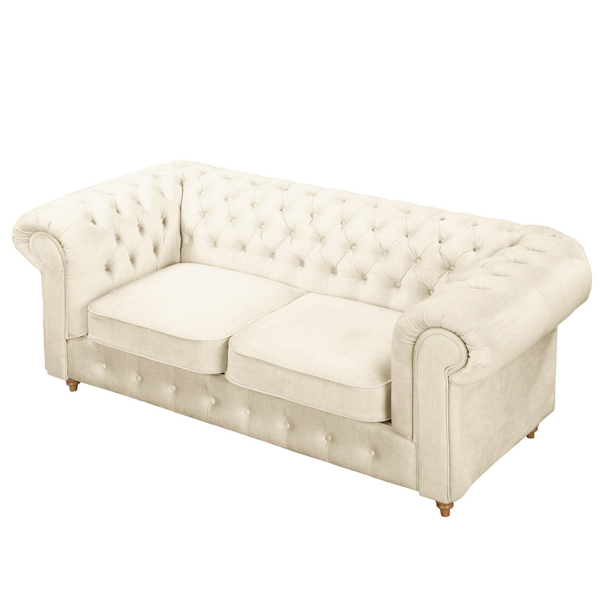 SCHLAFSOFA Mikrofaser Creme Armteil links, Armteil rechts  - Creme/Braun, Design, Holz/Textil (190/74/91cm) - P & B