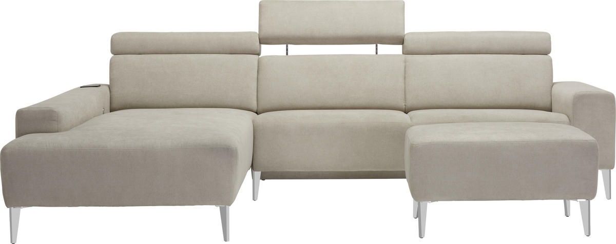 ECKSOFA Naturfarben Chenille  - Alufarben/Naturfarben, Design, Textil (288/205cm) - Sedda