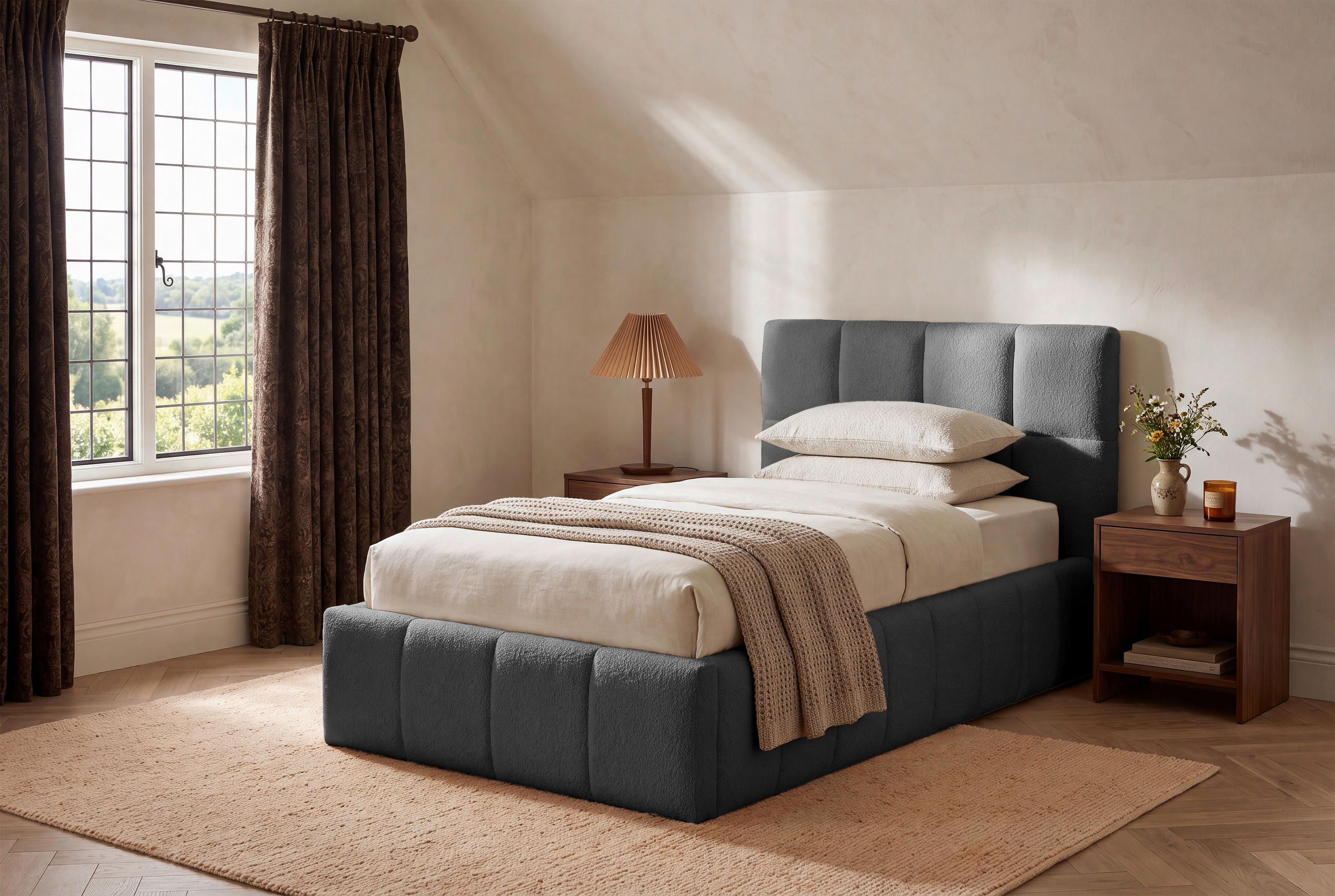 POLSTERBETT Lattenrost, Bettkasten Grau 90/200 cm  - Schwarz/Naturfarben, MODERN, Holz/Kunststoff (90/200cm) - Livetastic