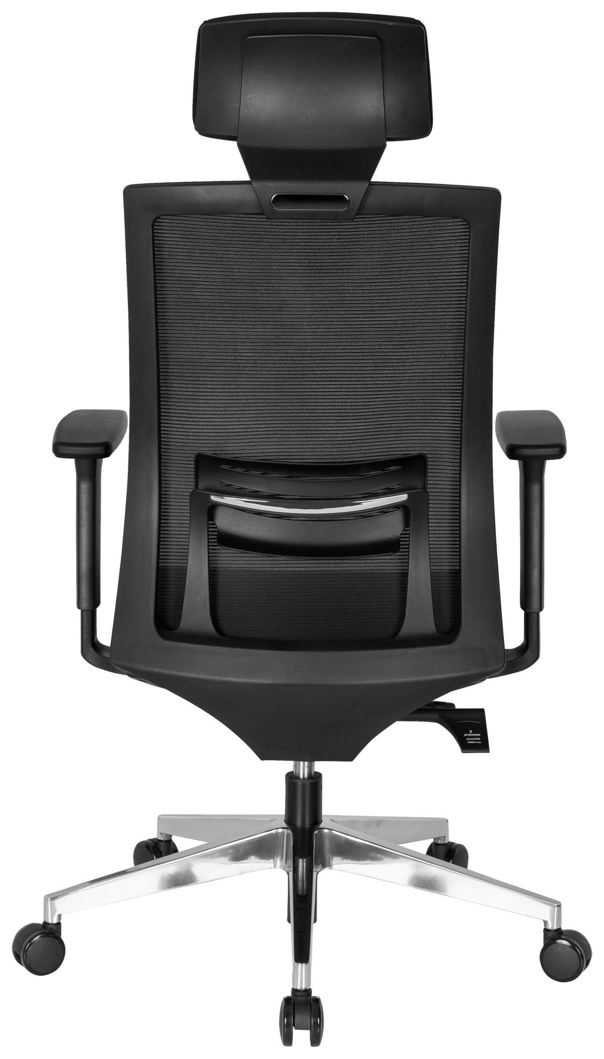 OTOČNÁ ŽIDLE, síťovina, plochá tkanina, černá - černá/barvy hliníku, Moderní, kov/textil (68/131/63cm) - MID.YOU