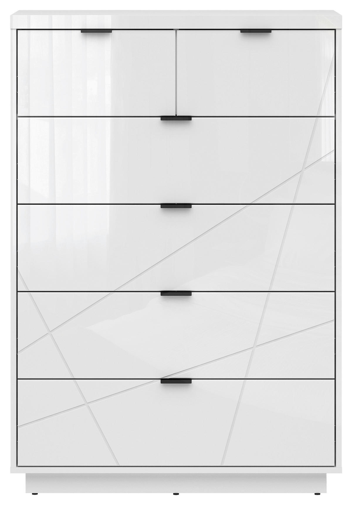 KOMMODE  in 90/130,5/42,5 cm  - Weiß Hochglanz/Schwarz, Design, Holzwerkstoff/Kunststoff (90/130,5/42,5cm)