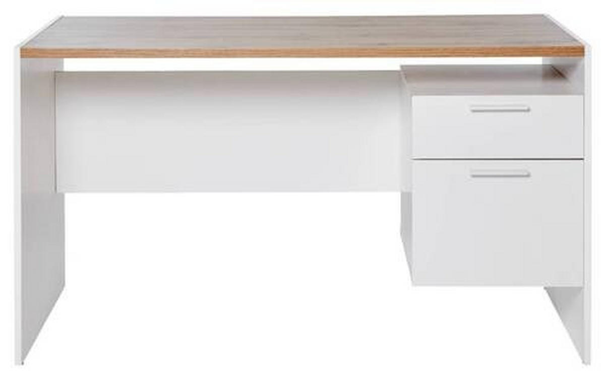SCHREIBTISCH 123/55/74,5 cm  in Weiss, Eichefarben  - Weiss/Eichefarben, Konventionell, Holzwerkstoff (123/55/74,5cm) - Livetastic