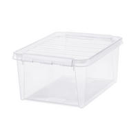 FÖRVARINGSLÅDA 40/30/18 cm   - klar/vit, Basics, plast (40/30/18cm) - Smart Store