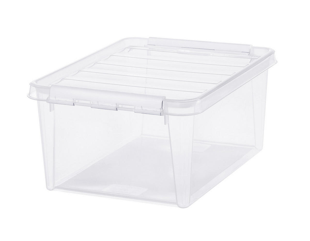 FÖRVARINGSLÅDA 40/30/18 cm   - klar/vit, Basics, plast (40/30/18cm) - Smart Store