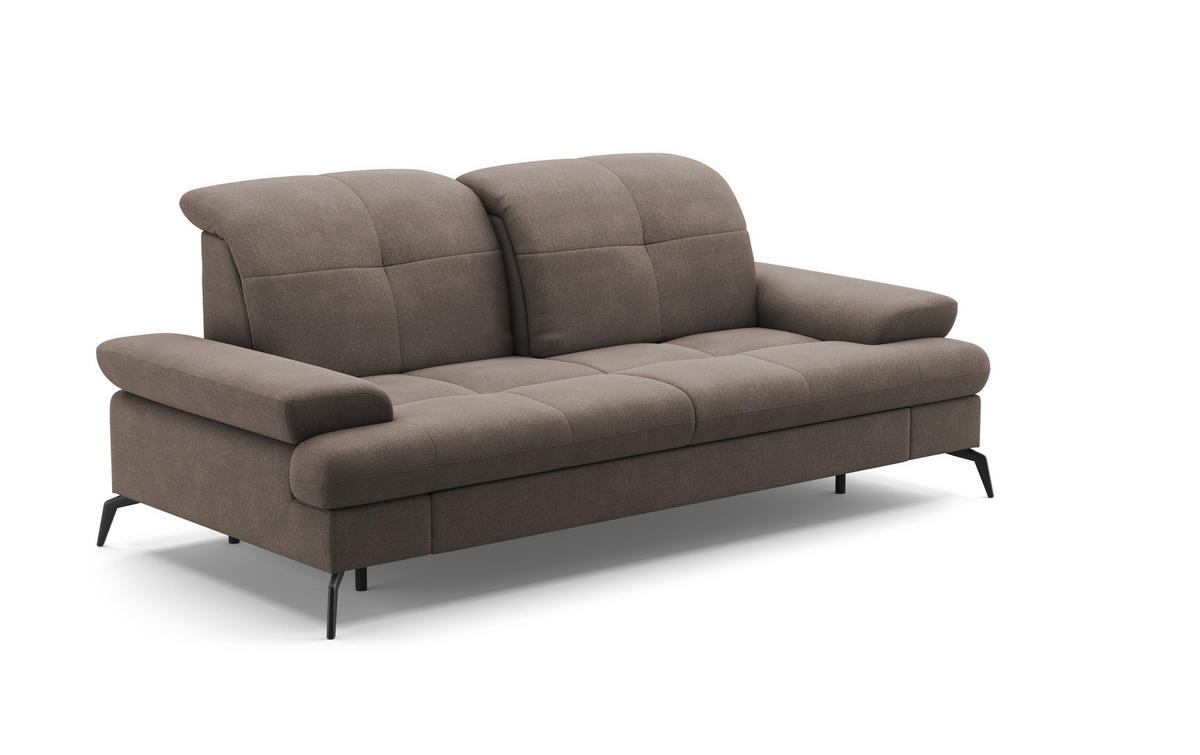 2,5-SITZER in Flachgewebe Schlammfarben  - Schlammfarben/Schwarz, Konventionell, Textil/Metall (202/90/122cm) - Sit & More