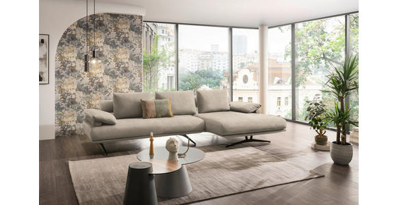 ECKSOFA  in Chenille Beige Rückenkissen, Armlehnenkissen  334/168 cm  - Beige/Schwarz, Design, Textil/Metall (334/168cm) - Dieter Knoll