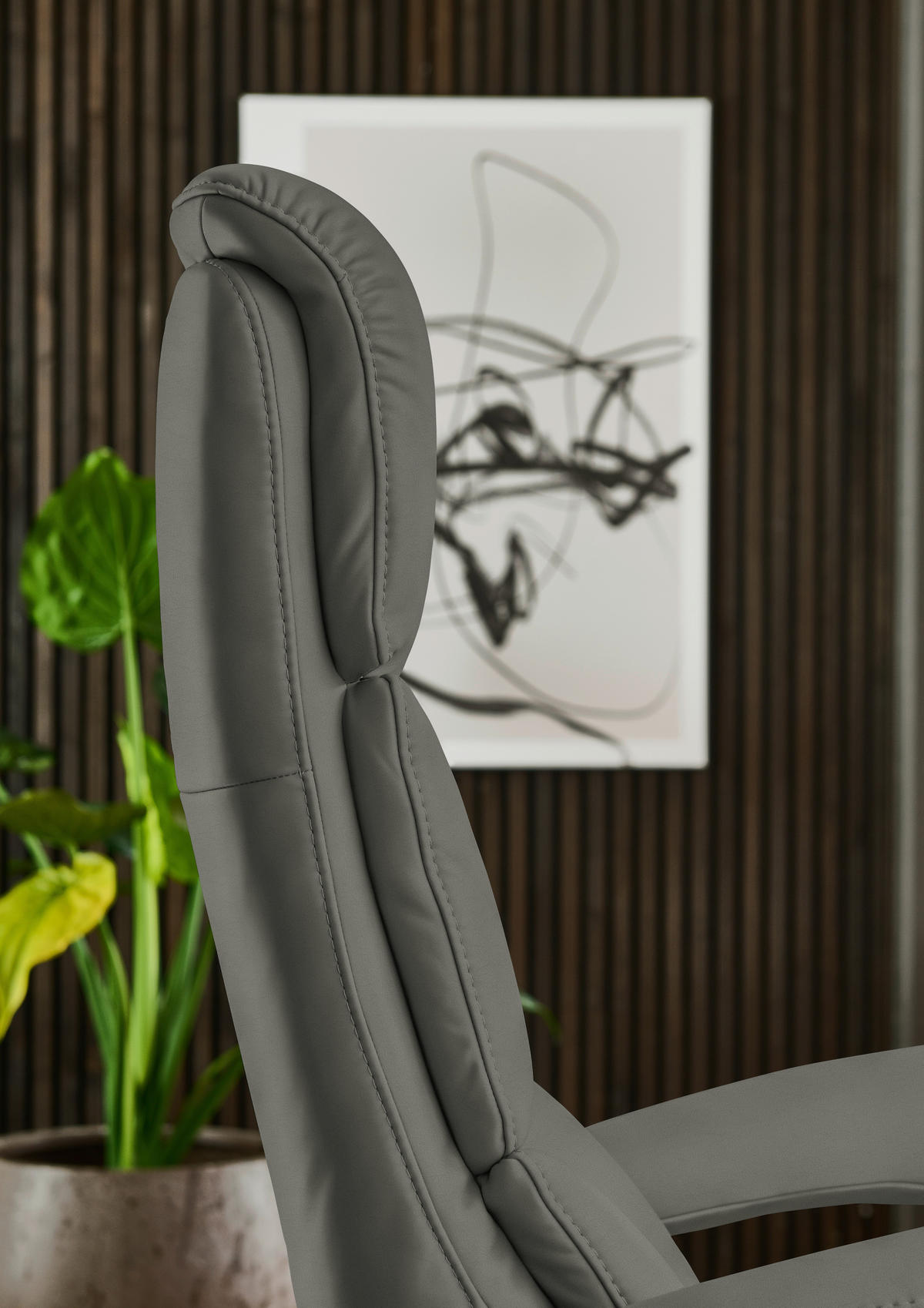 RELAXSESSEL in Leder Dunkelgrau  - Edelstahlfarben/Dunkelgrau, Design, Leder/Metall (76/119/86cm) - Dieter Knoll