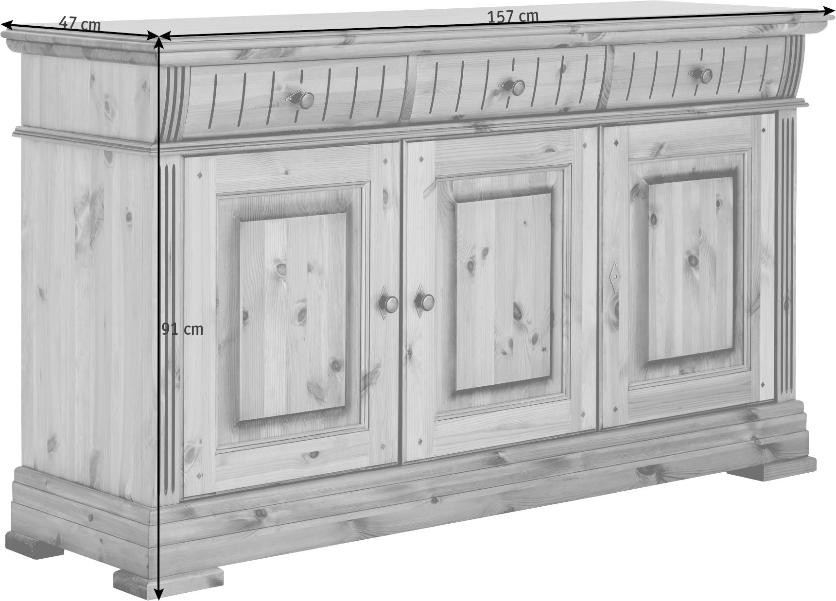 SIDEBOARD Kiefer vollmassiv Goldfarben  - Goldfarben/Kupferfarben, LIFESTYLE, Holz/Metall (157/91/47cm) - Landscape