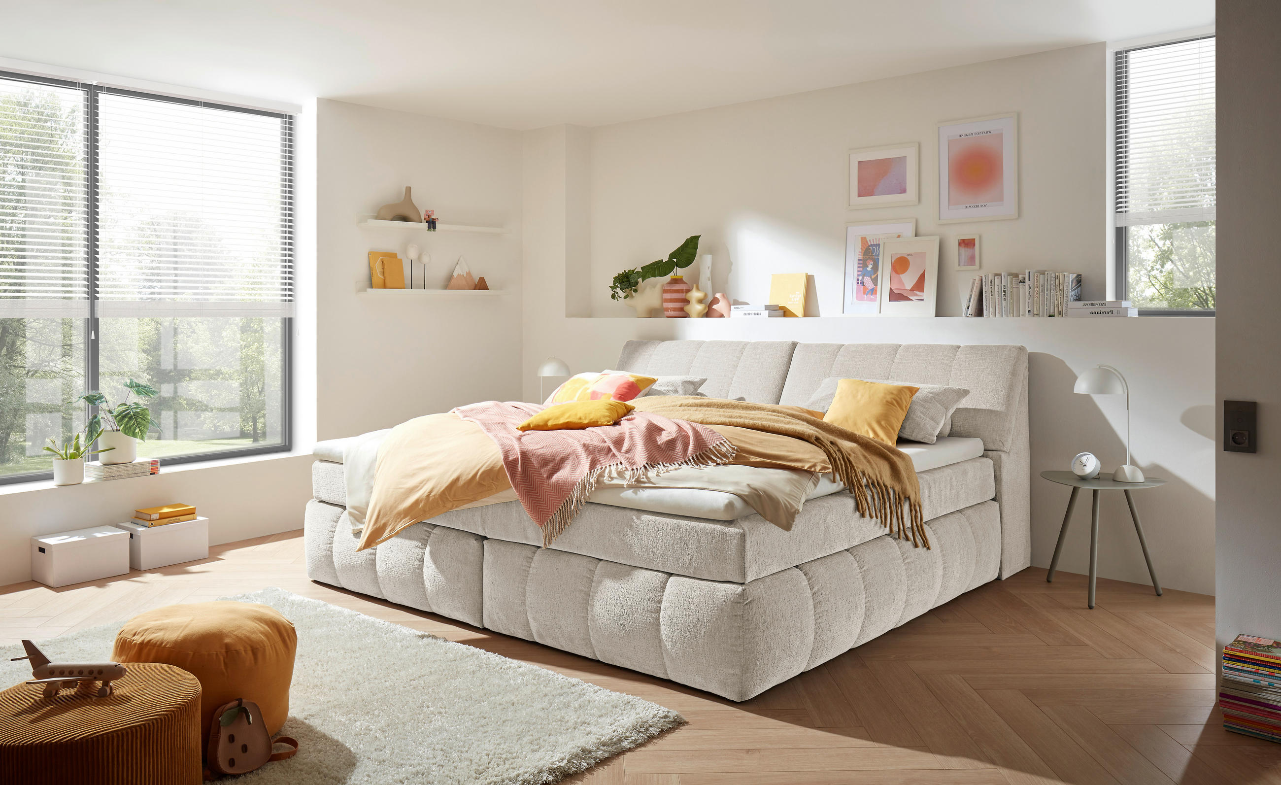 MID.YOU POSTEL BOXSPRING, 240/200 cm, krémová