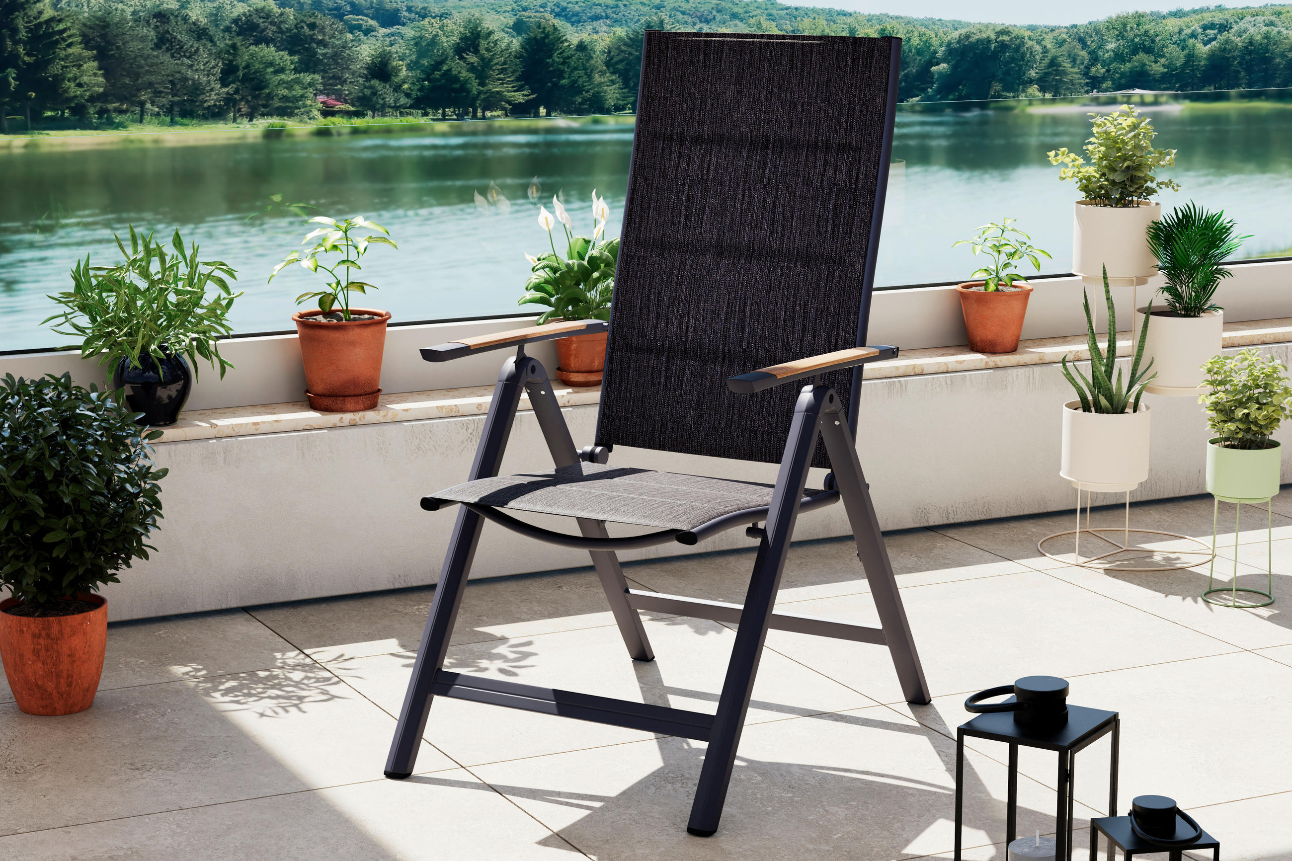 GARTENSESSEL Aluminium Naturfarben, Dunkelgrau  - Dunkelgrau/Naturfarben, MODERN, Textil/Metall (57/108/70cm) - Ambia Garden