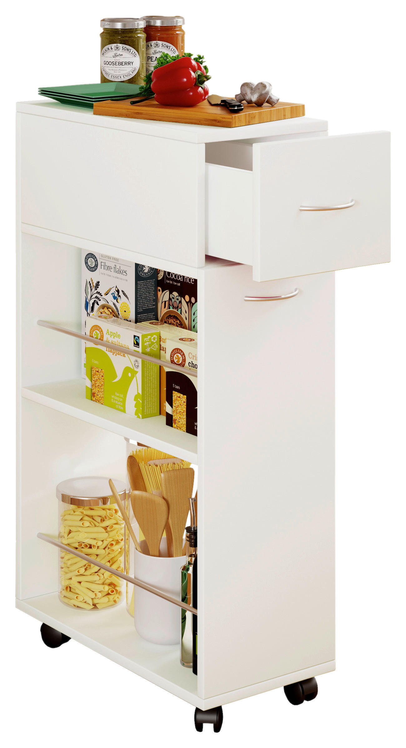 ALLZWECKWAGEN in Weiß  - Weiß, MODERN, Holzwerkstoff/Kunststoff (25/50/85cm) - MID.YOU