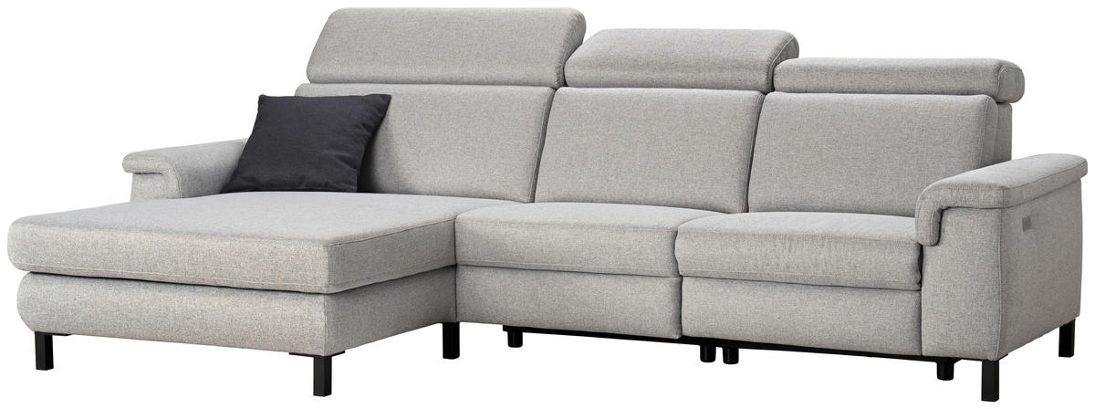 SAROKKANAPÉ textil világosszürke  - világosszürke/fekete, Konventionell, textil/fém (182/304cm) - Pure Home Comfort